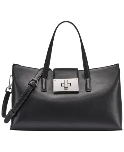 Calvin Klein Saige Medium Satchel Handbag In Black