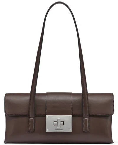 Calvin Klein Saige Medium Shoulder Handbag In Brown