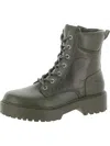 Calvin Klein Sallon Womens Faux Leather Round Toe Combat & Lace-up Boots In Multi