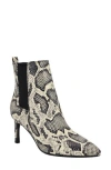 Calvin Klein Samara Bootie In Black/white Snake Emobssed