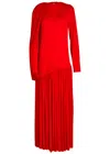 Calvin Klein Sara Draped Fine-knit Maxi Dress In Red