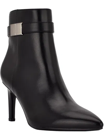 Calvin Klein Sarity Womens Faux Leather Pointed Toe Booties In Black