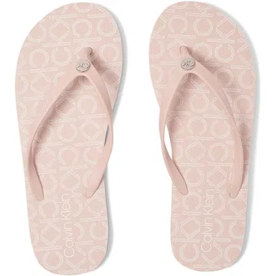 Calvin Klein Sarminya Slippers Women's Blush Signature Flip-flop Zogg3015 In Multi