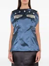 Calvin Klein Satin Top With Buttons In Blue