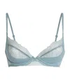 Calvin Klein Satin-lace Plunge Bra In Gray