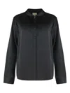 Calvin Klein Satin Long-sleeve Shirt In Black