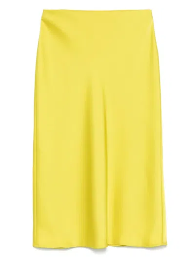 Calvin Klein Satin Midi Skirt In Warm Olive