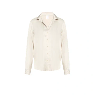 Calvin Klein Satin Pajama Shirt In Cocoon