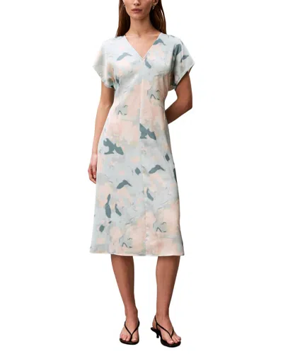 Calvin Klein Satin Print Midi Dress In Multi