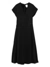 Calvin Klein Satin Seersucker Midi Dress In Black