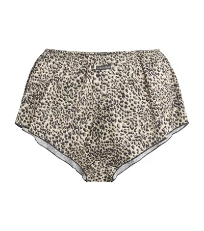 Calvin Klein Satin Signature Boyshorts In Brown