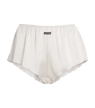 Calvin Klein Satin Signature Boyshorts In White