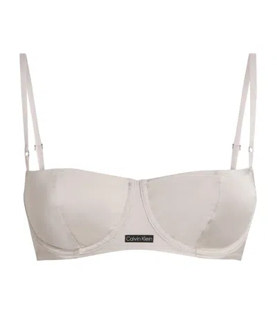 Calvin Klein Satin Signature Bra In Neutral