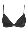 Calvin Klein Satin Signature Triangle Bra In Black