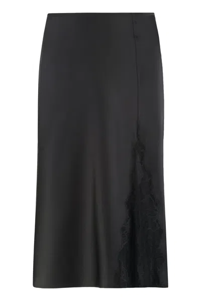Calvin Klein Satin Skirt In Black