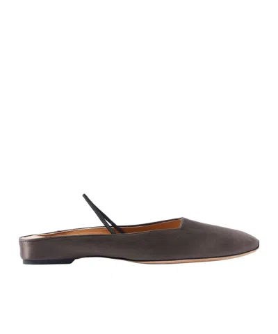 Calvin Klein Satin Slingback Flats In Brown