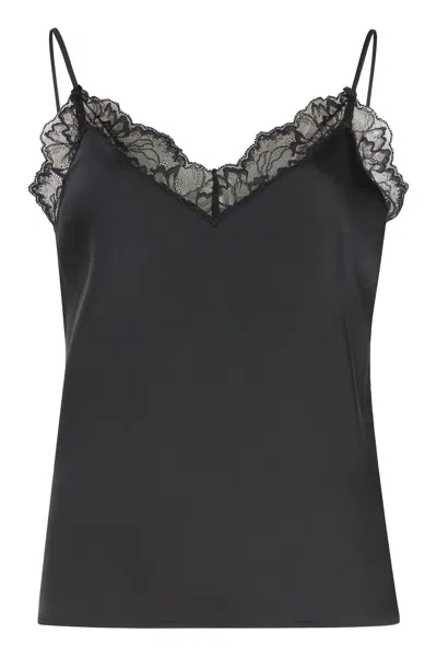 Calvin Klein Satin Tank Top In Black