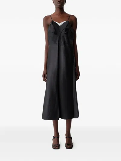 Calvin Klein Satin-finish Spaghetti-strap Dress In Black