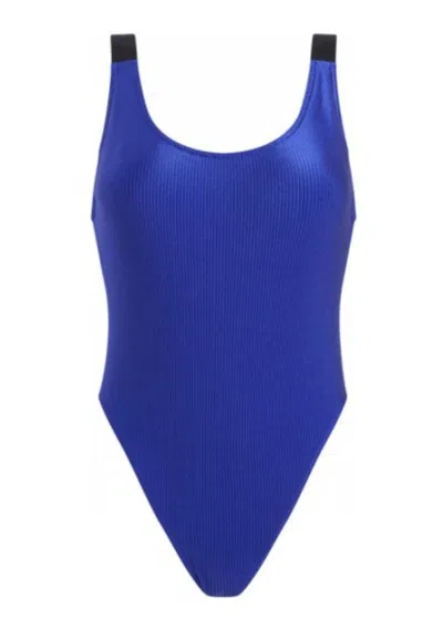 Calvin Klein Scoop Back One Piece Costume In Blu