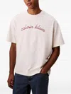 Calvin Klein Script-logo T-shirt In Neutral
