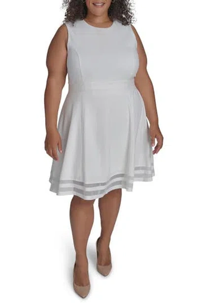 Calvin Klein Scuba Crepe Dress In Cream
