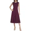Calvin Klein Scuba Crepe Fit & Flare Dress In Aubergine