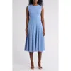 Calvin Klein Scuba Crepe Fit & Flare Dress In Bayou