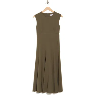 Calvin Klein Scuba Crepe Fit & Flare Dress In Caper