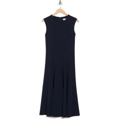 Calvin Klein Scuba Crepe Fit & Flare Dress In Indigo