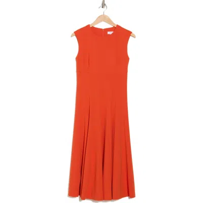 Calvin Klein Scuba Crepe Fit & Flare Dress In Spicy Orange