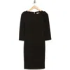 Calvin Klein Scuba Crepe Three-quarter Sleeve Sheath Dress In Black