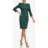 Calvin Klein Scuba Crepe Three-quarter Sleeve Sheath Dress In Green