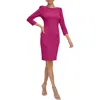 Calvin Klein Scuba Crepe Three-quarter Sleeve Sheath Dress In Pink