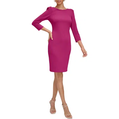 Calvin Klein Scuba Crepe Three-quarter Sleeve Sheath Dress In Pink