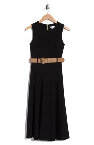 Calvin Klein Scuba Knit Sheath Midi Dress In Black