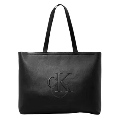 Calvin Klein Sculpted Slim Canvas Tote In Black