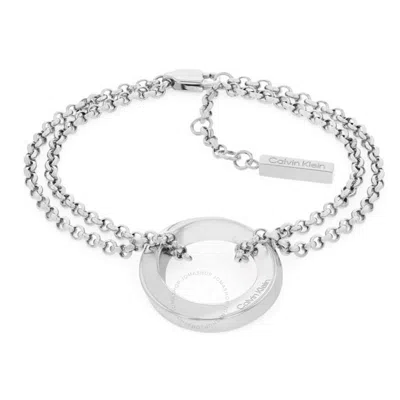 Calvin Klein Women's Stainless Steel Dual Chain Bracelet In Silver