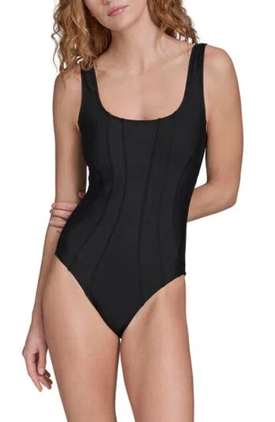 Calvin Klein Seam Detail One-piece Swimsuit In Black