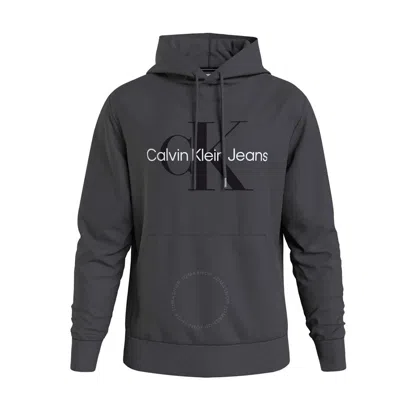 Calvin Klein Seasonal Monologo Cotton Hoodie In Grey