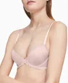 Calvin Klein Seductive Comfort Lace Full Coverage Unlined Bra In Barely Pink