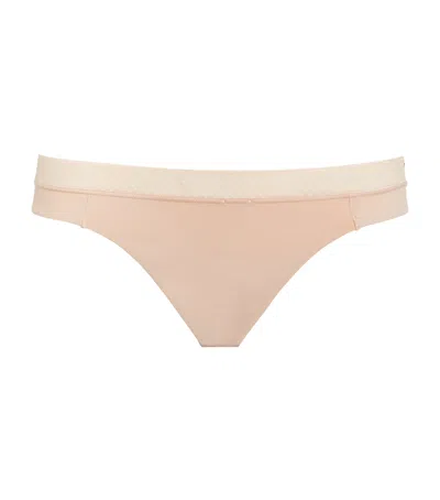 Calvin Klein Seductive Comfort Thong In Beige