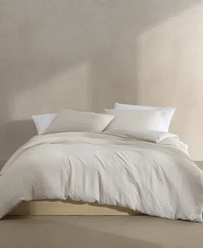 Calvin Klein Seersucker 3 Piece Comforter Set, Queen In Light Beige