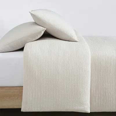 Calvin Klein Seersucker 3 Piece Duvet Cover Set, King In Light Beige
