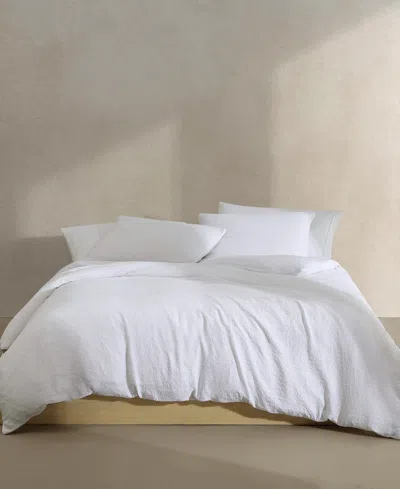 Calvin Klein Seersucker 3 Piece Duvet Cover Set, King In White