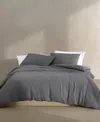 Calvin Klein Seersucker 3 Piece Duvet Cover Set, Queen In Graphite
