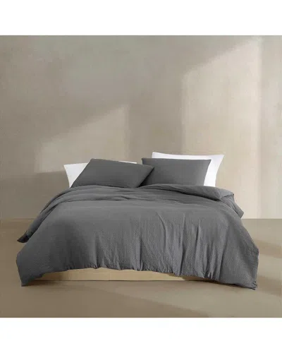 Calvin Klein Seersucker Duvet Cover Set In Gray