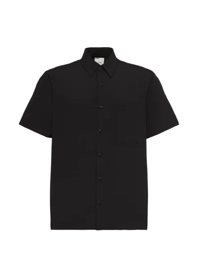Calvin Klein Seersucker-textured Short-sleeve Shirt In Black