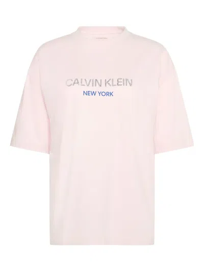 Calvin Klein Sequin-embellishment T-shirt In Pink