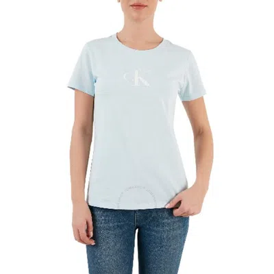 Calvin Klein Sequin Logo T-shirt In Blue