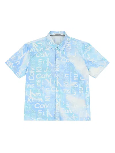 Calvin Klein Kids' Serenity Short-sleeved Shirt In Blue